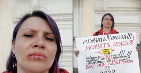 FOTO // Gest ȘOCANT făcut de o rusoaică: Și-a cusut gura, pentru a protesta împotriva războiului din Ucraina